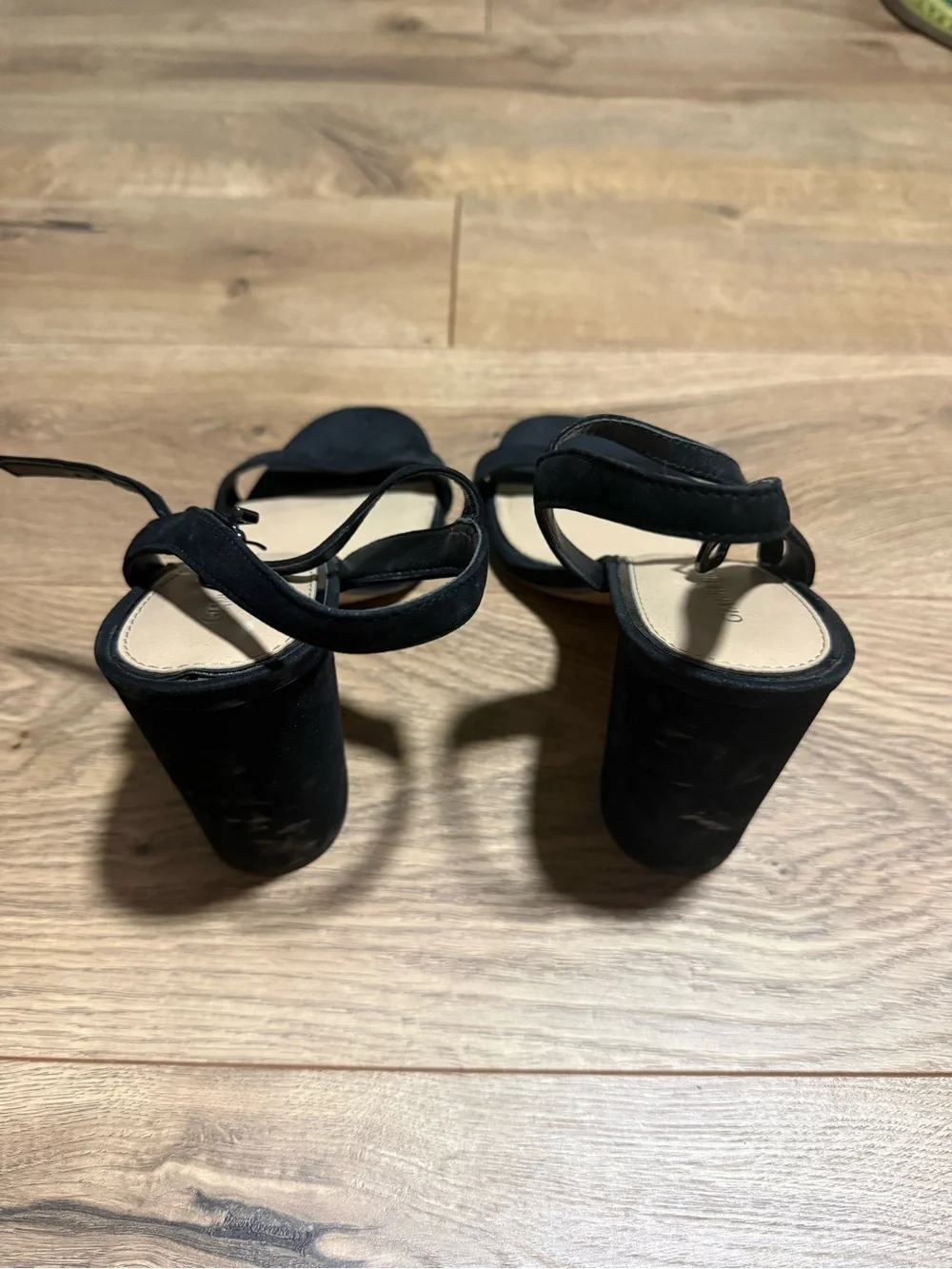 Black Women's Ankle-Strap Heeled Sandals